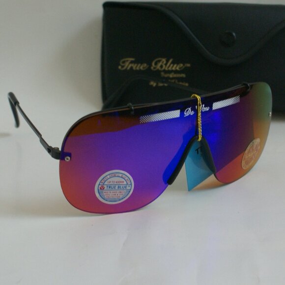 NWT True Vintage Wing style "De'Vons" logo iridium true blue blocker sunglasses - Picture 2 of 6